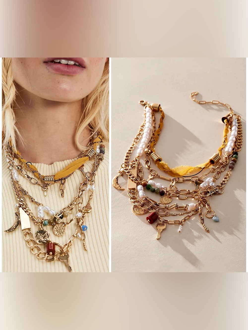 NWT Free People Risktaker Choker - Mustard / Gold - One Size